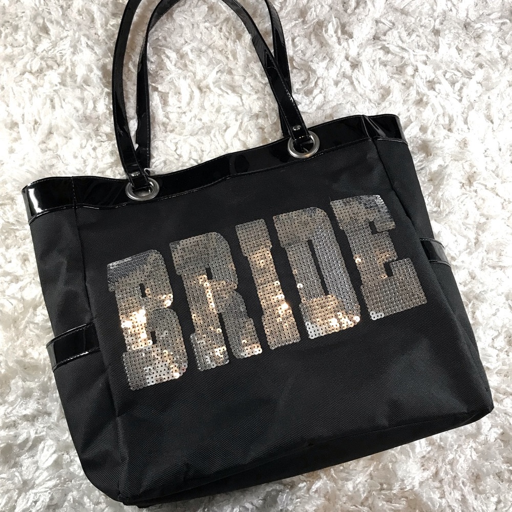 🛍3 FOR $25- SEQUINED BRIDE TOTE💍 BLACK AND SILVER
